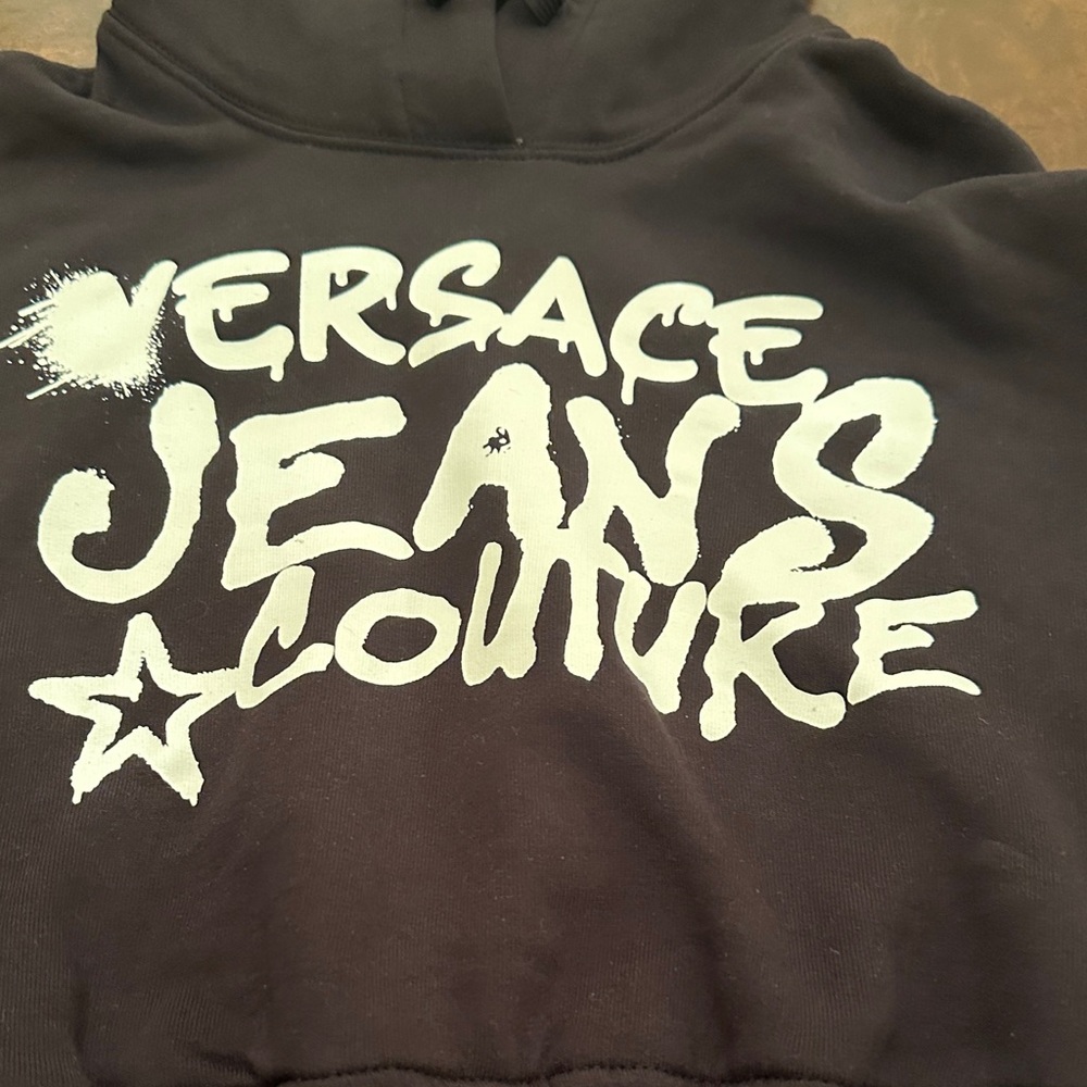 Versace Jeans Couture Cropped Sweatshirt with White Graphic, Small